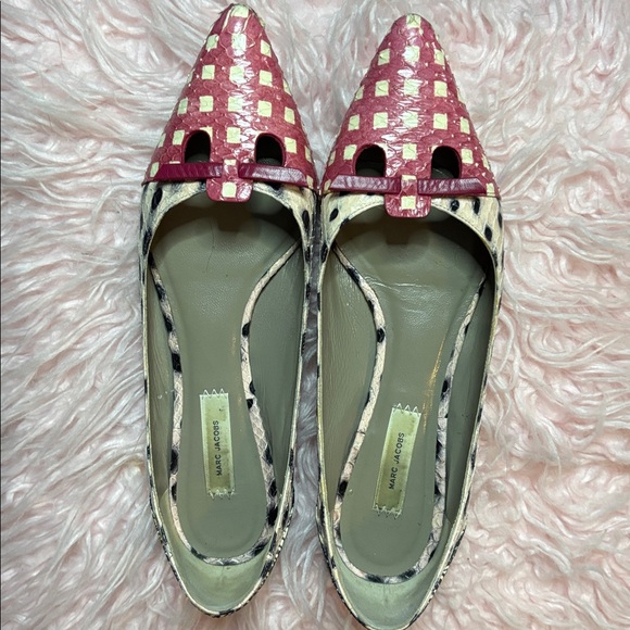 Marc Jacobs Pink/White/Blk Snakeskin Flats - Picture 1 of 3